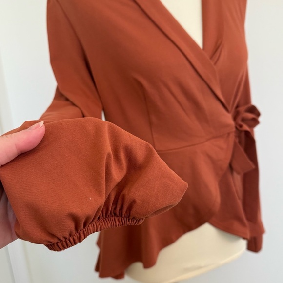 Halara Rust Tie Blouse Women's Small - Picture 2 of 10